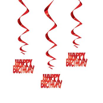 3 spirale rosii Happy Birthday