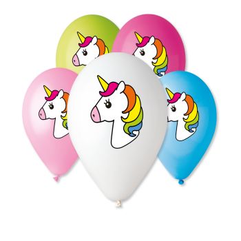5 baloane colorate Unicorn - 30 cm