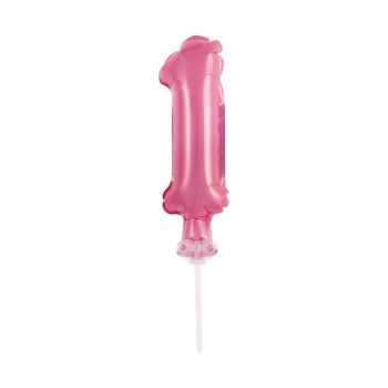 Balon decorativ cifra 1 roz - 13 cm