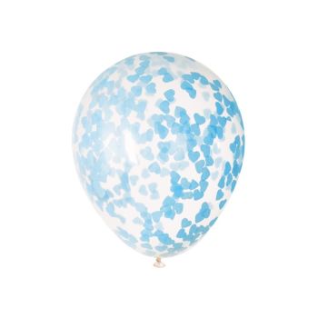 5 baloane transparente cu confetti bleu - 40.6 cm
