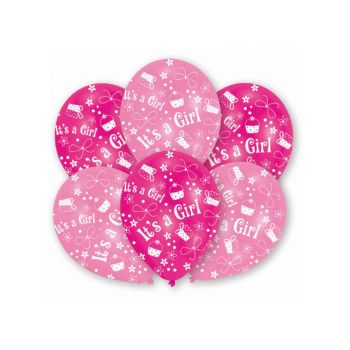 6 baloane roz It's a Girl - 27.5 cm