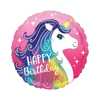 Balon Happy B-day unicorn - 43 cm