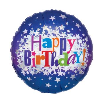 Balon Happy Birthday cu stelute - 45 cm