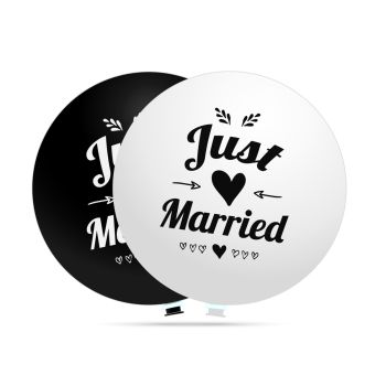 Balon jumbo Just Married negru - 70 cm