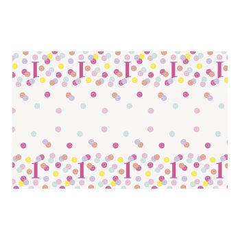 Fata de masa prima aniversare cu buline - 137 x 213 cm