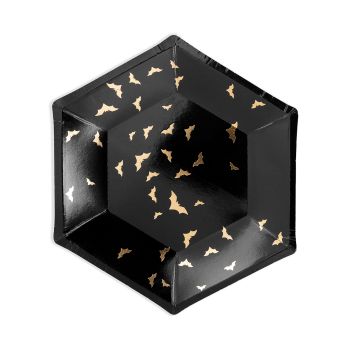 6 farfurii hexagonale cu lilieci - 20 cm