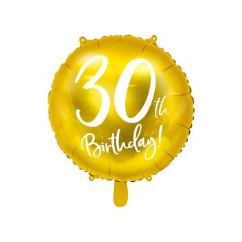 Balon auriu aniversare 30 ani - 45 cm