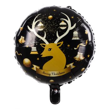 Balon Folie Rotund "Merry Christmas" - Ren Auriu - Merry Christmas 43 cm