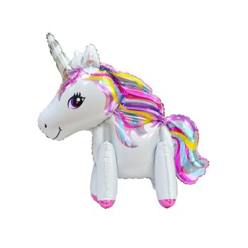 Balon unicorn alb - 65 cm