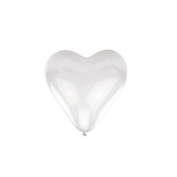 10 baloane albe inimă - 40 cm