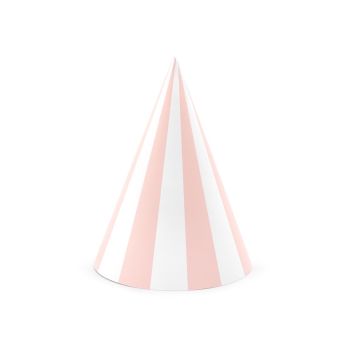 6 coifuri roz cu dungi albe - 16 cm