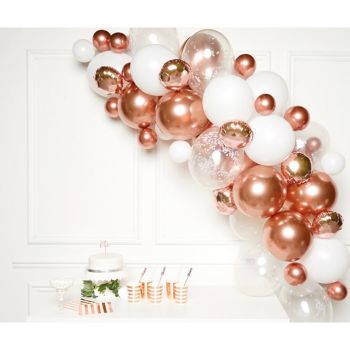 Ghirlandă DIY cu 66 baloane albe și aurii
