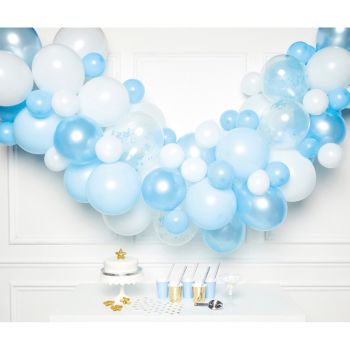 Ghirlandă DIY cu 70 baloane albe și bleu