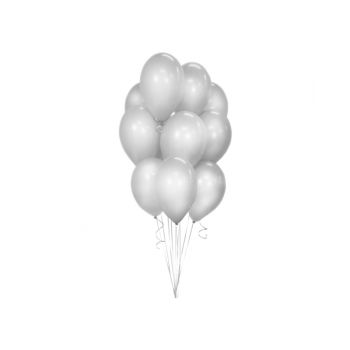 10 baloane argintii metalice - 30 cm