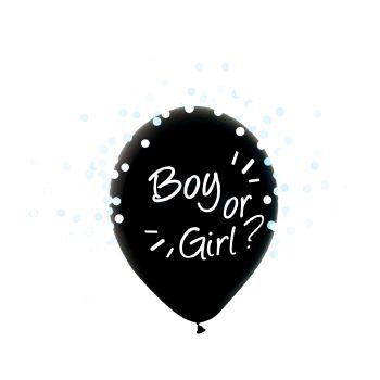 4 baloane baiat sau fata cu confetti albe - 30 cm