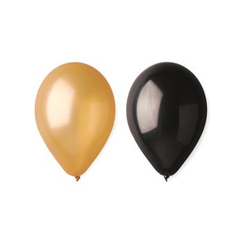 5 baloane aurii și negre - 25 cm