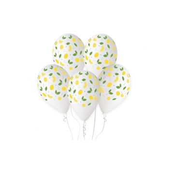 5 baloane transparente cu lămâi - 33 cm