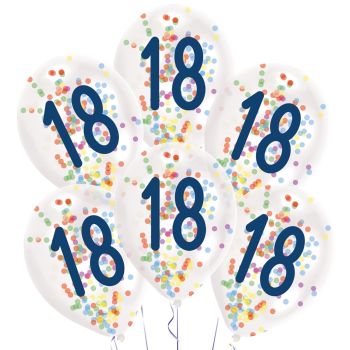 6 baloane cu confetti aniversare 18 ani - 27.5 cm