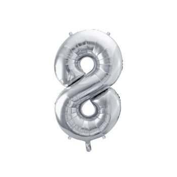 Balon argintiu cifra 8 - 86 cm