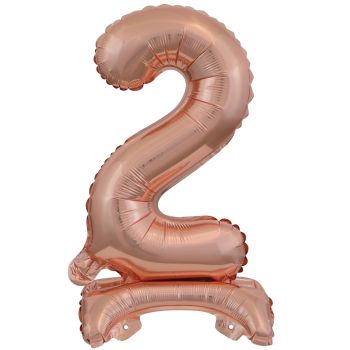 Balon decorativ cifra 2 roz gold - 38 cm