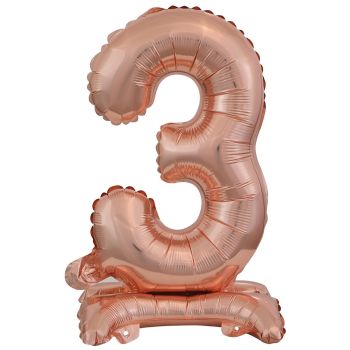Balon decorativ cifra 3 roz gold - 38 cm