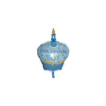 Balon folie brioșă bleu Happy Birthday Boy - 45 cm