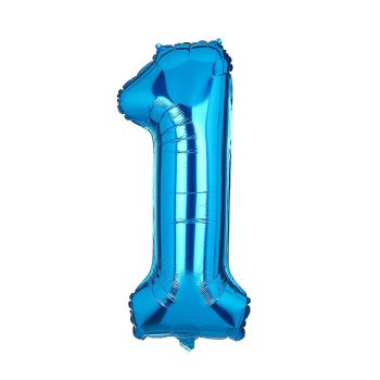 Balon folie cifra 1 albastru - 86 cm