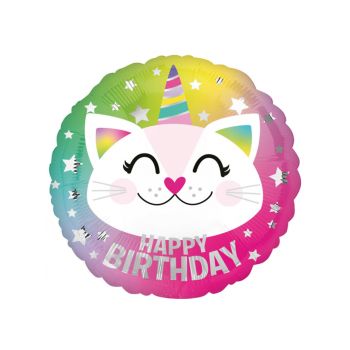 Balon folie pisică unicorn - 45 cm