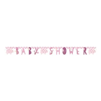Banner Baby Shower cu elefant roz - 1.6 m