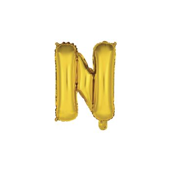 Mini balon folie auriu litera N - 33 cm
