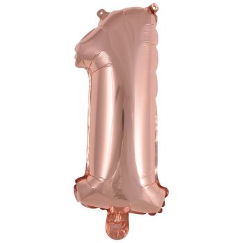 Mini balon roz gold cifra 1 - 35 cm