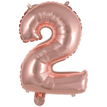 Mini balon roz gold cifra 2 - 35 cm