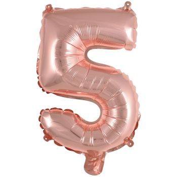 Mini balon roz gold cifra 5 - 35 cm