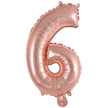 Mini balon roz gold cifra 6 - 35 cm