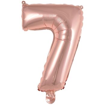 Mini balon roz gold cifra 7 - 35 cm