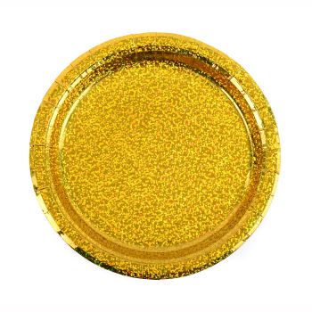 6 farfurii aurii holografice - 22 cm