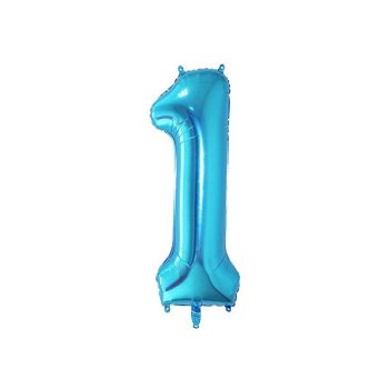 Balon folie cifra 1 bleu - 86 cm