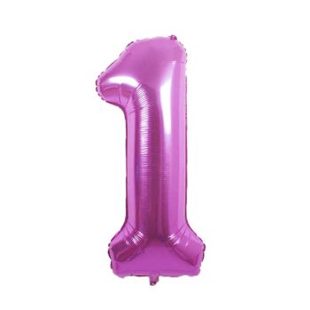 Balon folie cifra 1 roz - 86 cm