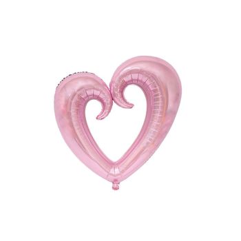 Balon inimă roz decupată - 56 x 44 cm