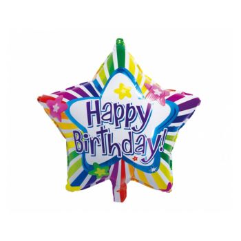 Balon stea Happy Birthday - 45 cm