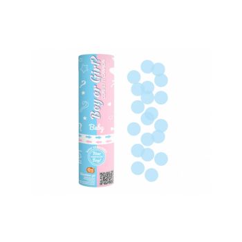 Mini tun confetti bleu descoperire gen - 15 cm