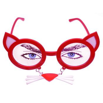 Ochelari party rosii pisică cu mustață