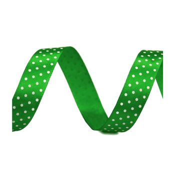 Panglică verde cu puncte - 20 m