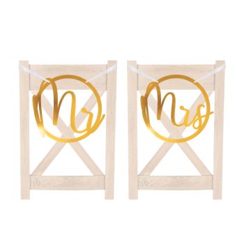 2 decorațiuni pentru scaun "Mr" and "Mrs" -  30 cm