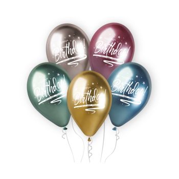 5 baloane metalice Happy Birthday - 33 cm