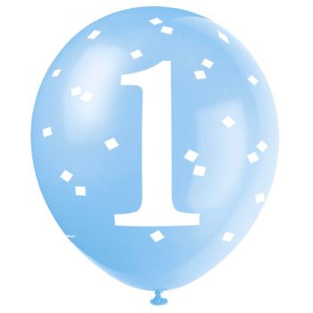 5 baloane prima aniversare bleu - 30 cm