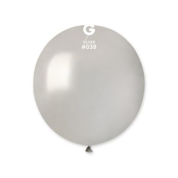 5 mini baloane jumbo argintii metalice Gemar- 48 cm