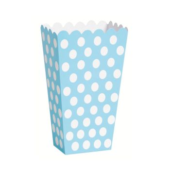 8 cutii bleu cu buline pentru popcorn