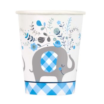 8 pahare Baby cu elefant bleu - 266 ml