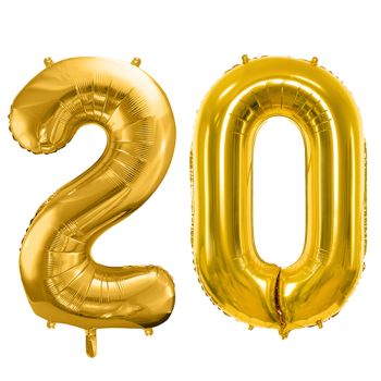Baloane aurii aniversare 20 ani - 86 cm
